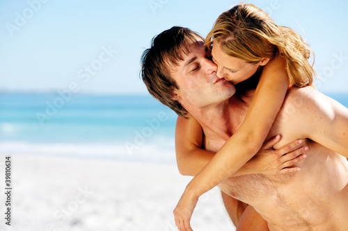 tropical island couple kiss