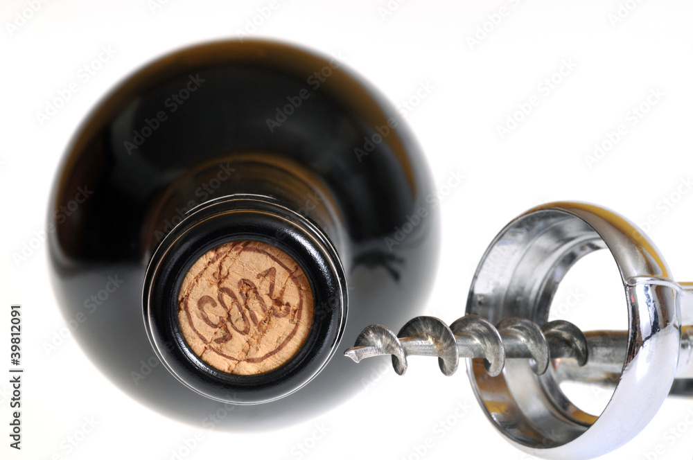 Bouteille de vin et tire-bouchon Bouteille de vin et tire-bouchon