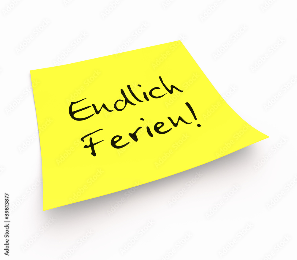 Notizzettel - Endlich Ferien!