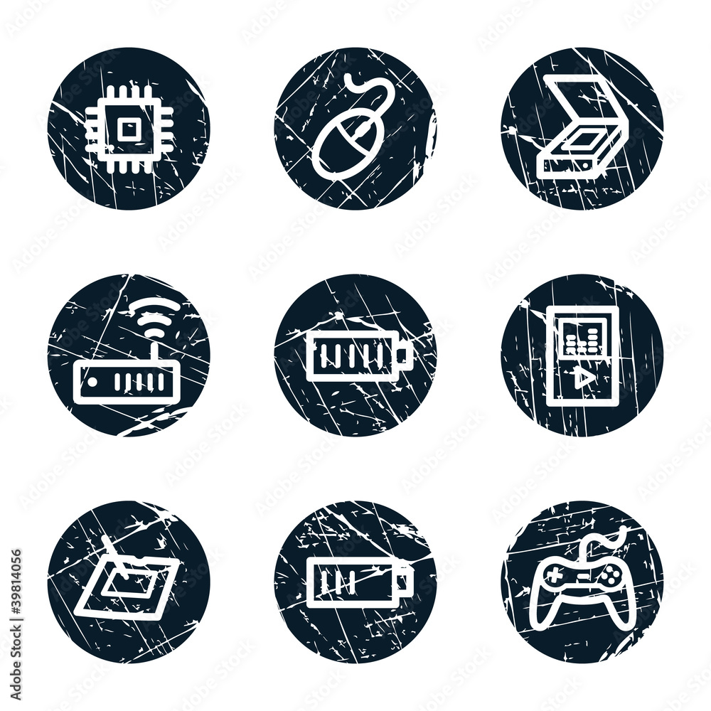 Obraz premium Electronics web icons set 2, grunge circle buttons
