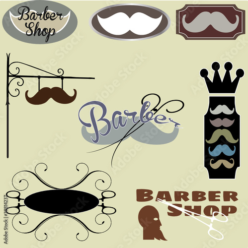 Barber shop icons set