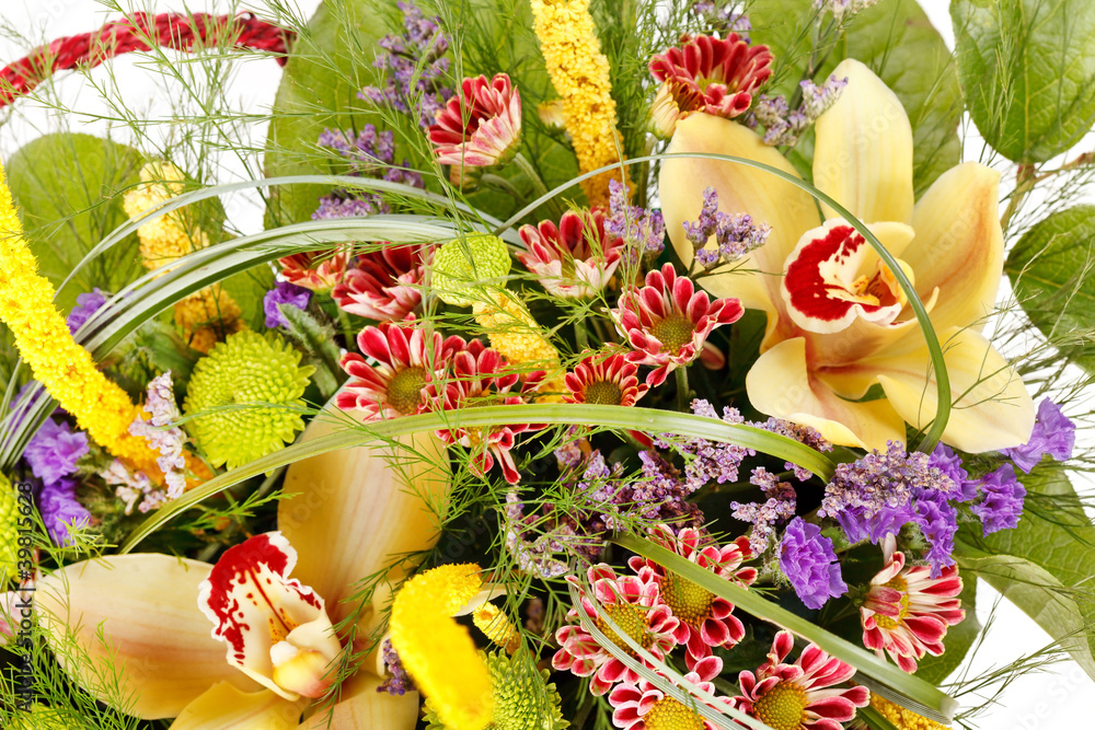 beautiful flowers in the basket