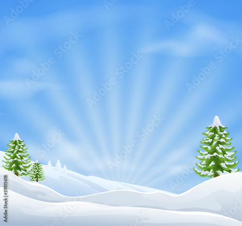Christmas snow landscape background