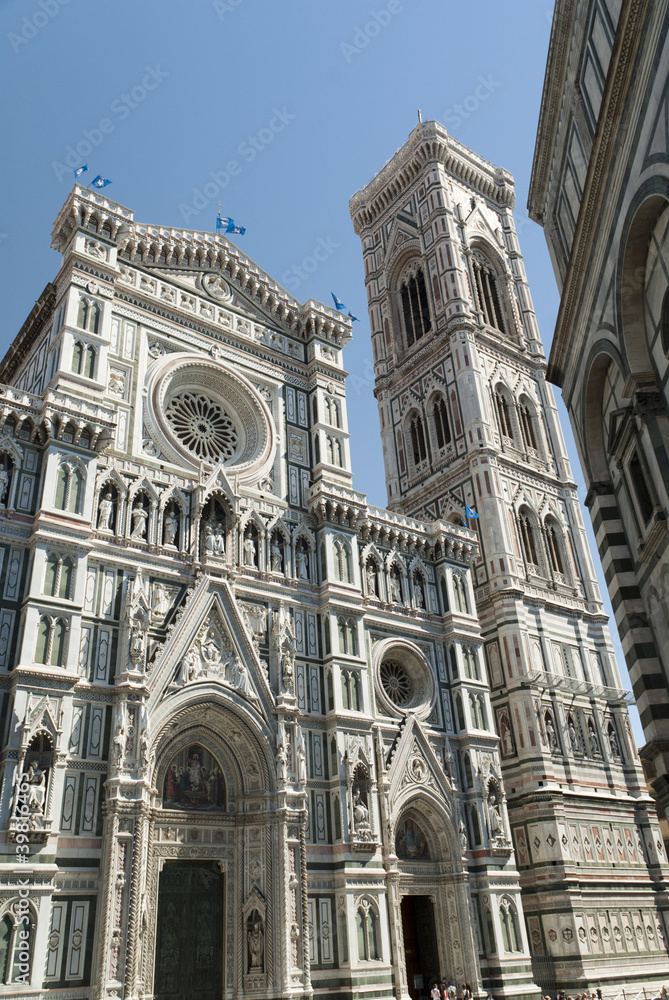 Facade and Campanile of Duomo of Florence Tuscany Italy