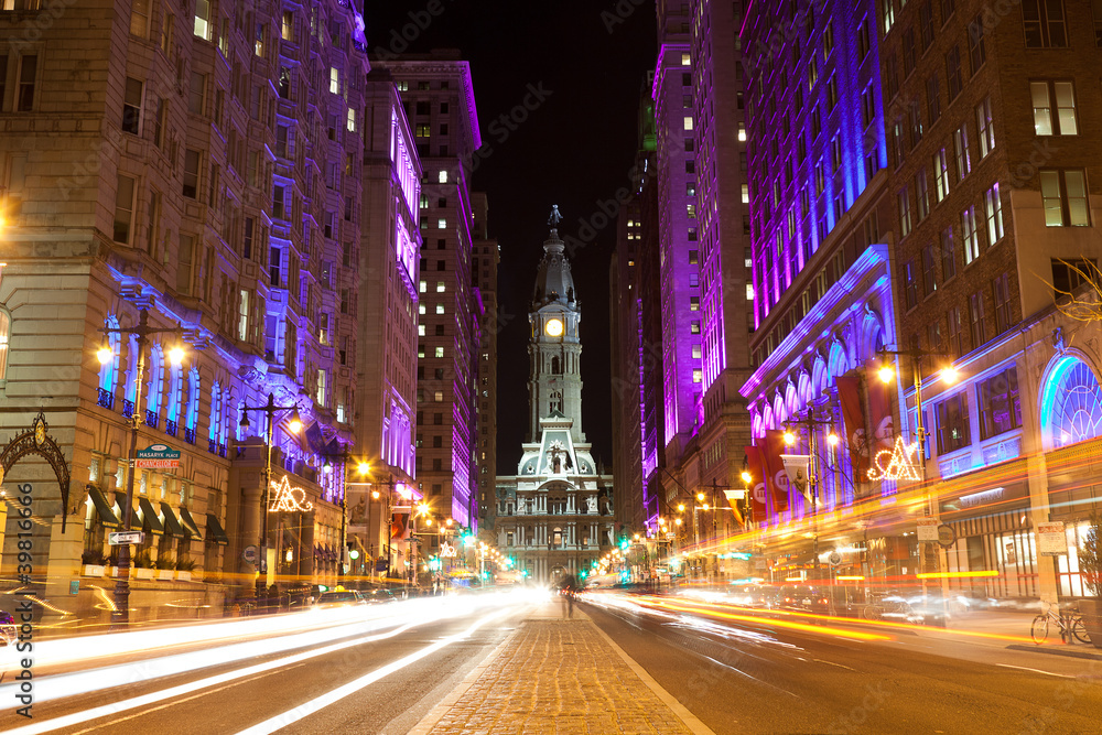 Obraz premium Philadelphia streets by night