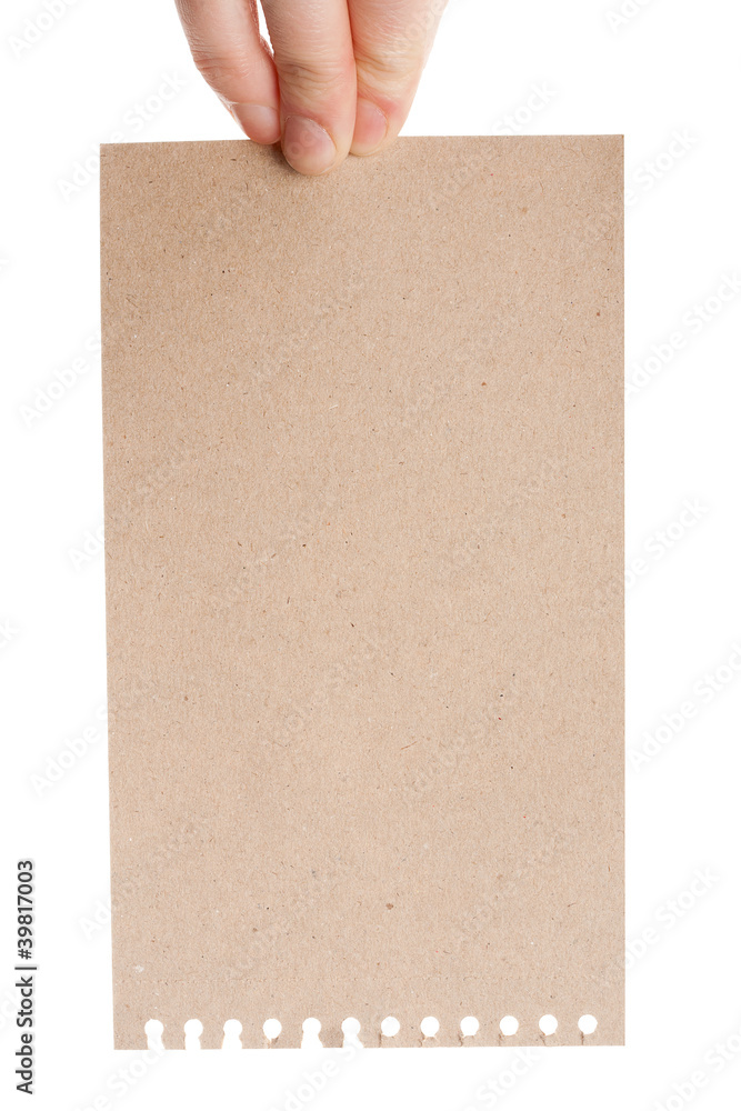 Fototapeta premium Handmade paper card in woman hand