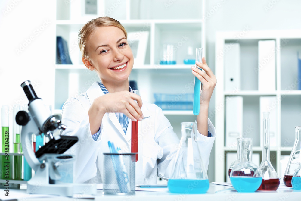 Young scientist working in laboratory