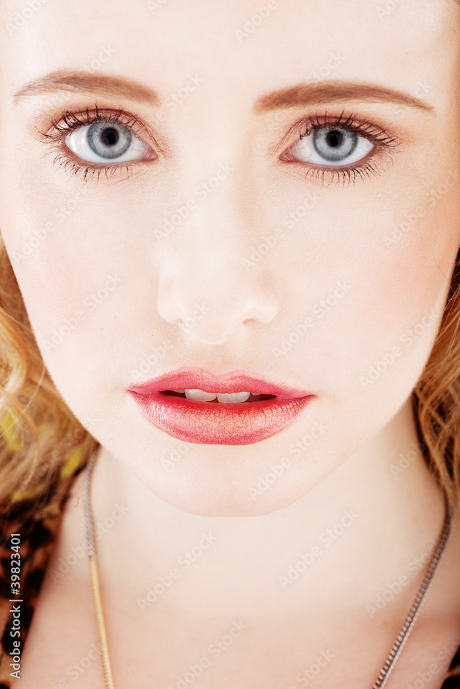 Close up portrait of cute female Close up portrait of cute female