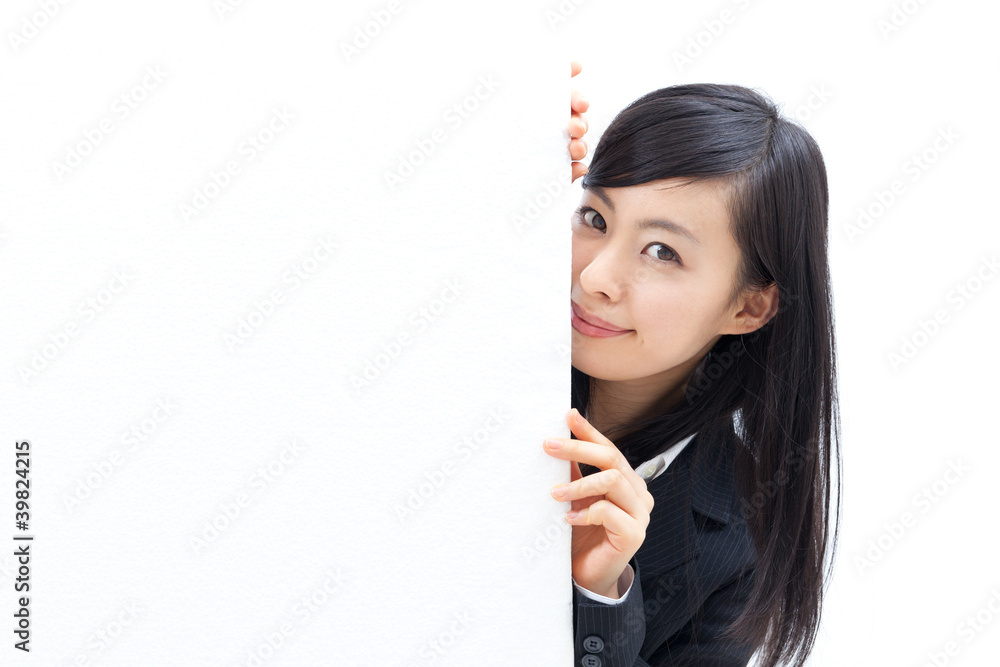メッセージボードを持った女性 メッセージボードを持った女性