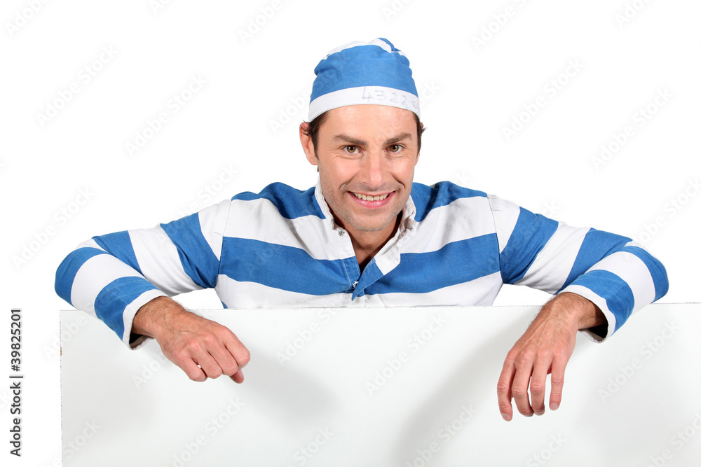 Prisoner with advertising board Prisoner with advertising board