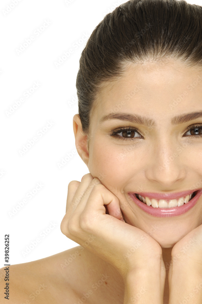Close up half portrait of a smile beautiful female model Close up half portrait of a smile beautiful female model