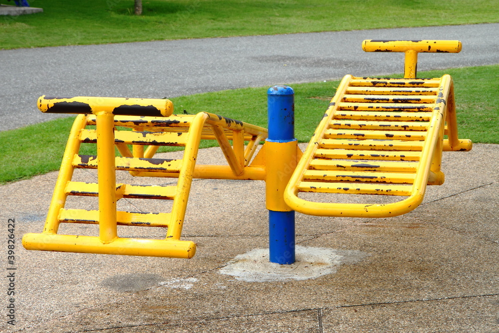 Exercise equipment in public park Exercise equipment in public park