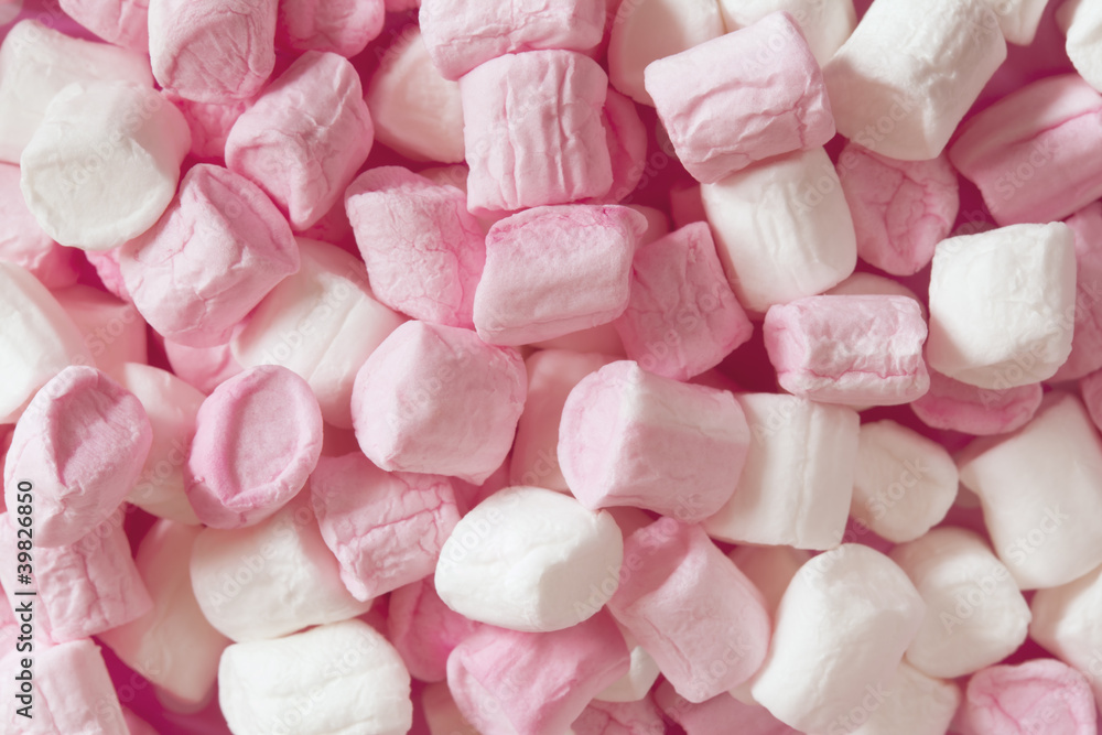 Pink and White Marshmallows Full Frame