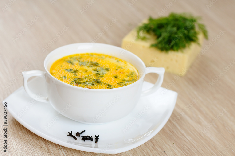 A delicious cheese soup and dill A delicious cheese soup and dill