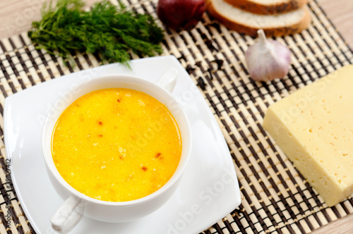 A delicious cheese soup and dill