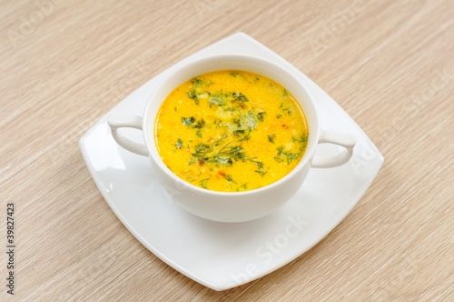 A delicious cheese soup and dill