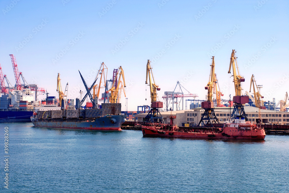 Cargo ships at shipyard