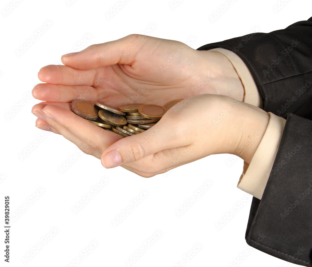 Hands with coins Hands with coins