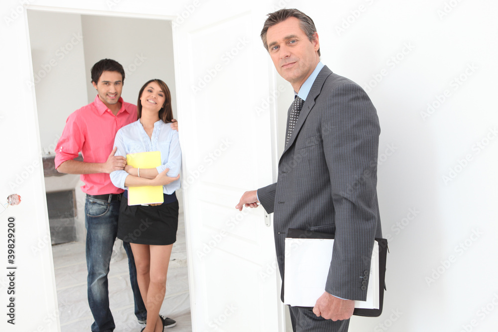 Fototapeta premium Couple eagerly waiting to sign a contract