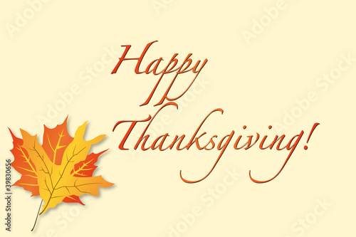 Thanksgiving greeting card with autumnal leaves