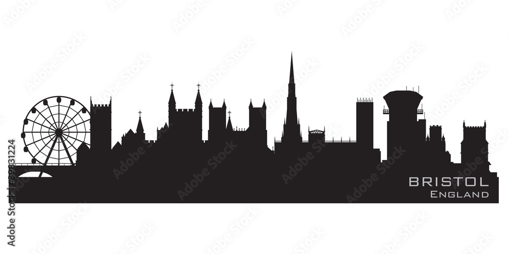 Bristol, England skyline. Detailed vector silhouette