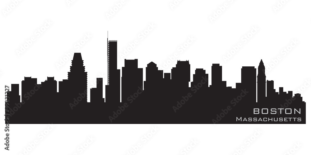 Boston, Massachusetts skyline. Detailed vector silhouette