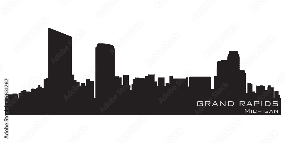 Grand Rapids, Michigan skyline. Detailed vector silhouette