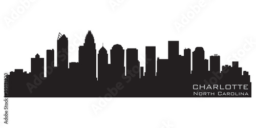 Charlotte, North Carolina skyline. Detailed vector silhouette
