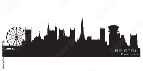 Bristol  England skyline. Detailed vector silhouette