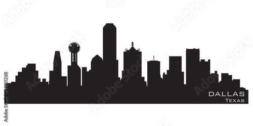 Dallas, Texas skyline. Detailed vector silhouette