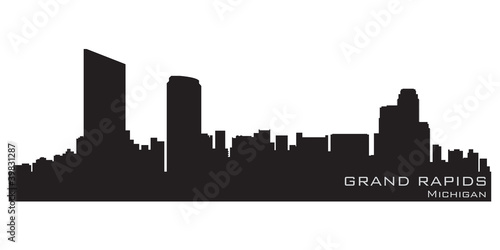 Grand Rapids, Michigan skyline. Detailed vector silhouette photo