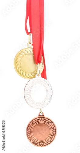 Three medals isolated on white