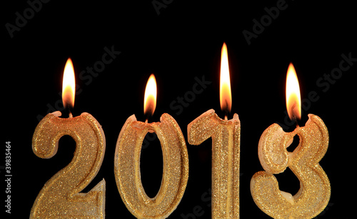 Happy New Year 2013, candles burning