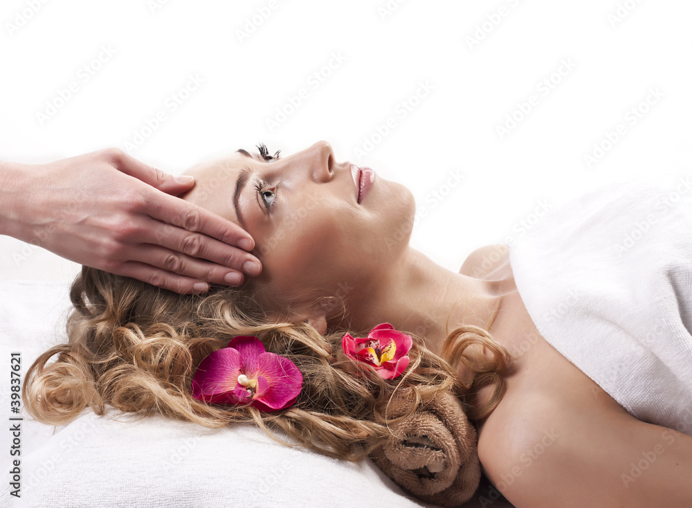 Naklejka premium Beautiful woman in spa salon
