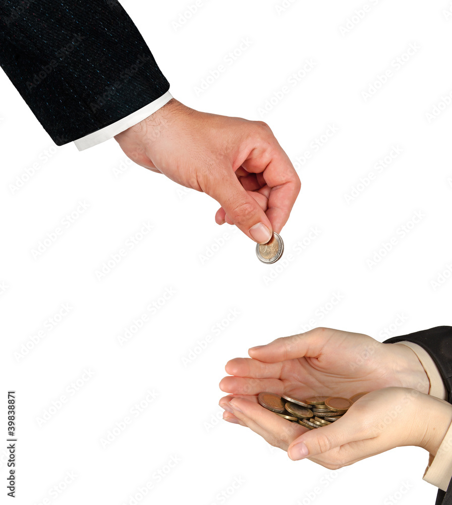 Hands with coins Hands with coins