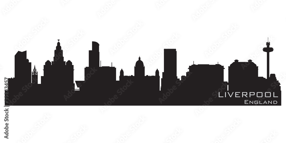 Liverpool, England skyline. Detailed vector silhouette