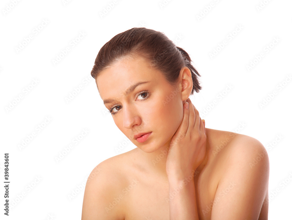 A portrait of a beautiful woman isolated on white A portrait of a beautiful woman isolated on white