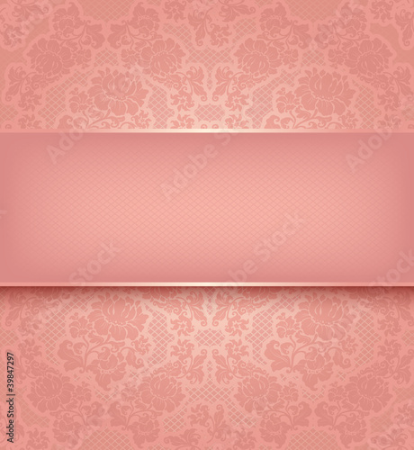 Lace template, ornamental pink flowers background