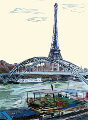 Fototapete Abbildung Paris Eiffelturm in Paris als Illustration  © ZoomTeam