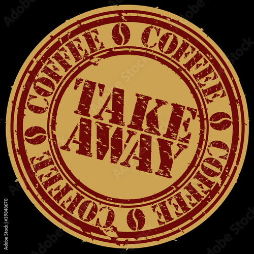 Grunge take away coffee stamp, vector illustration