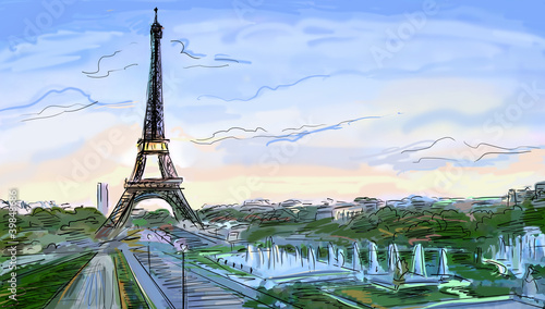 Eiffel Tower, Paris illustration #39848686