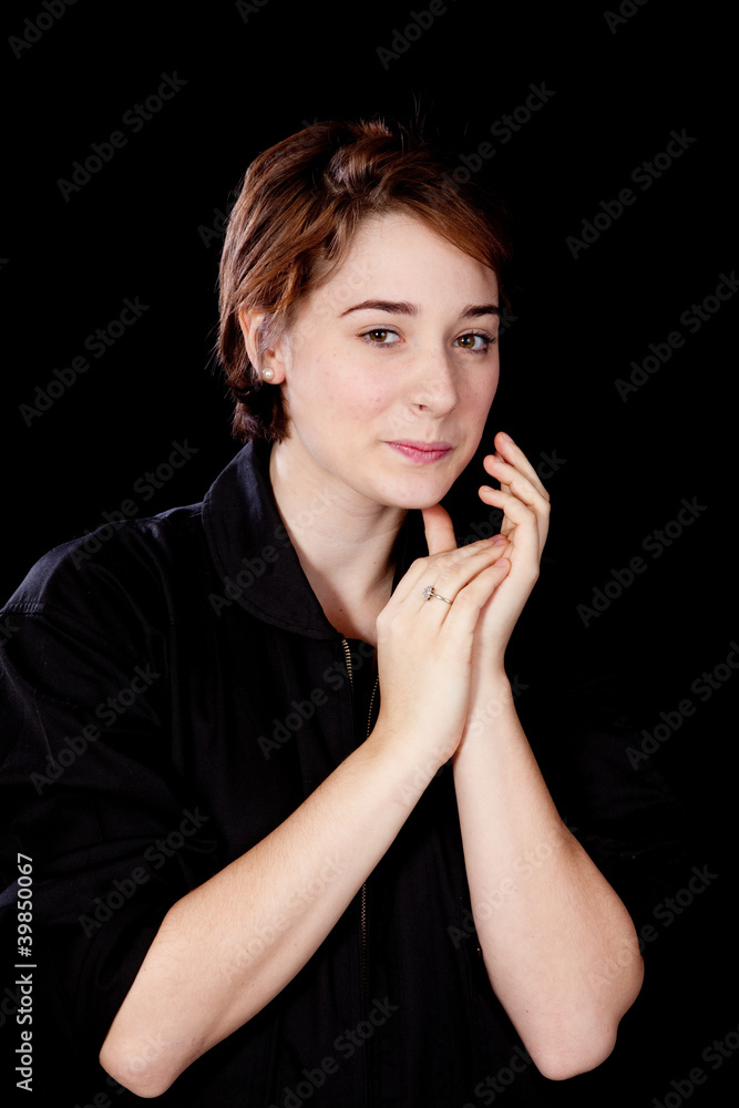 woman looking at the camera with a friendly smile woman looking at the camera with a friendly smile