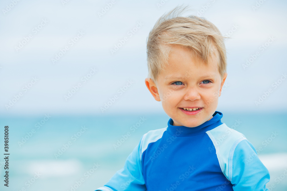 Boy on beach vacation