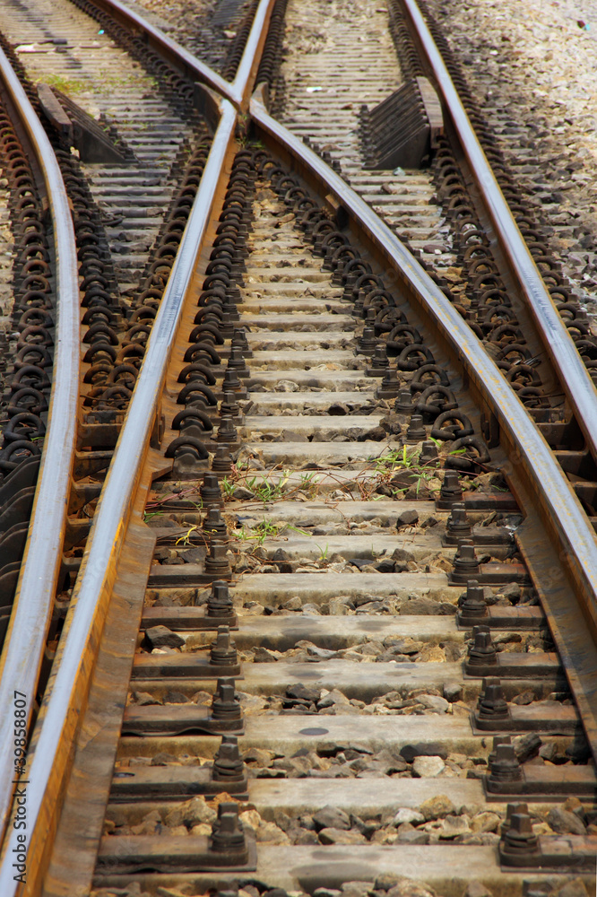Fototapeta premium railway junction, turn on the left.