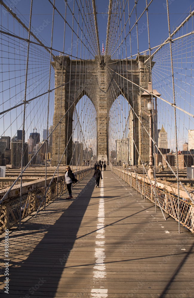 Fototapeta premium Pas dla pieszych Brooklyn Bridge, Nowy Jork