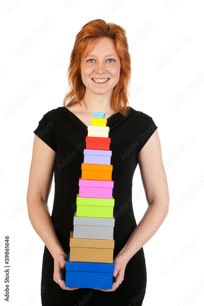 Happy woman with many presents Happy woman with many presents
