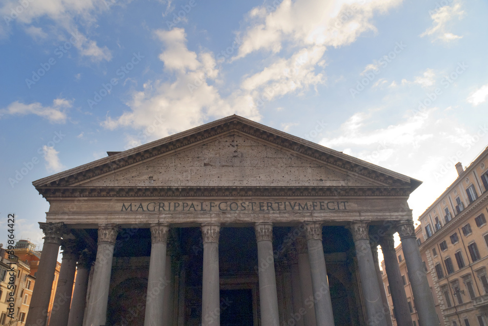 Facade of the Pantheon in Rome Italy