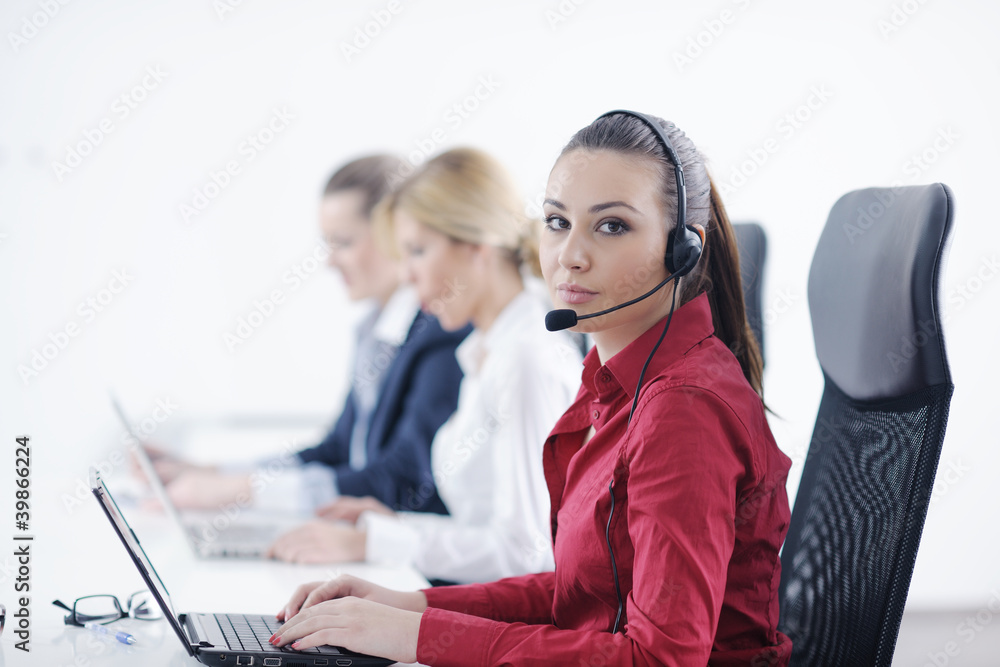 business woman group with headphones business woman group with headphones