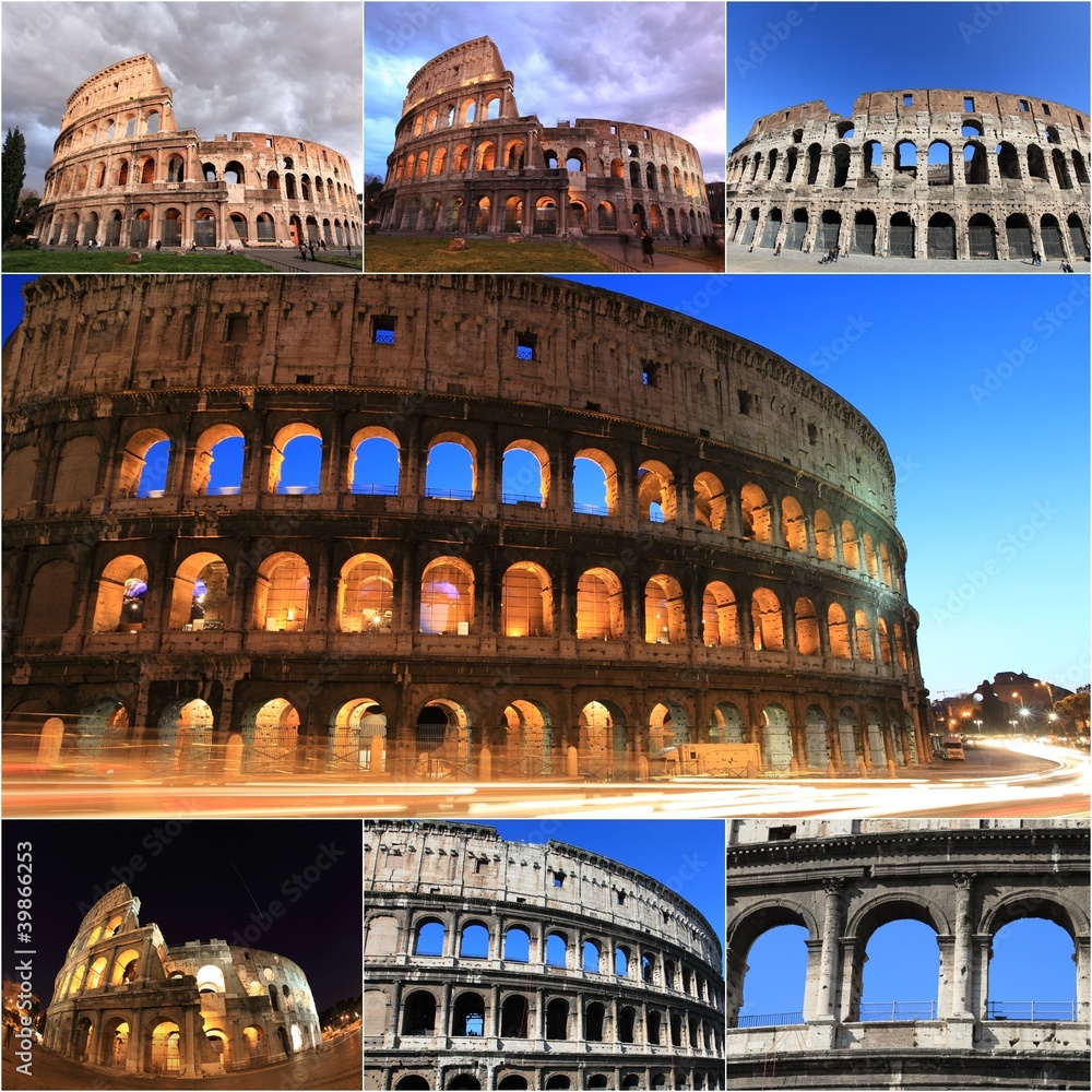 collage of Colosseum, Italy