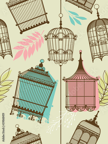 vintag pattern with birdcages